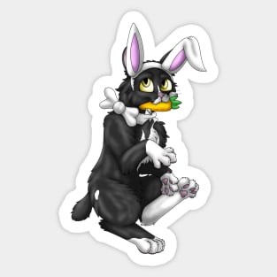 Bobtail BunnyCat: White Bicolor (White) Sticker